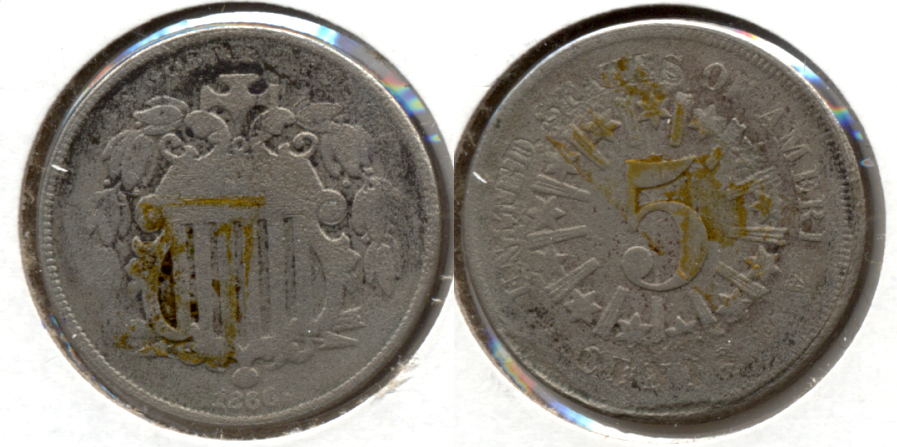 1866 Shield Nickel VG-8 b Porous