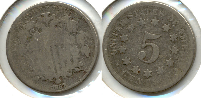 1867 No Rays Shield Nickel AG-3 i