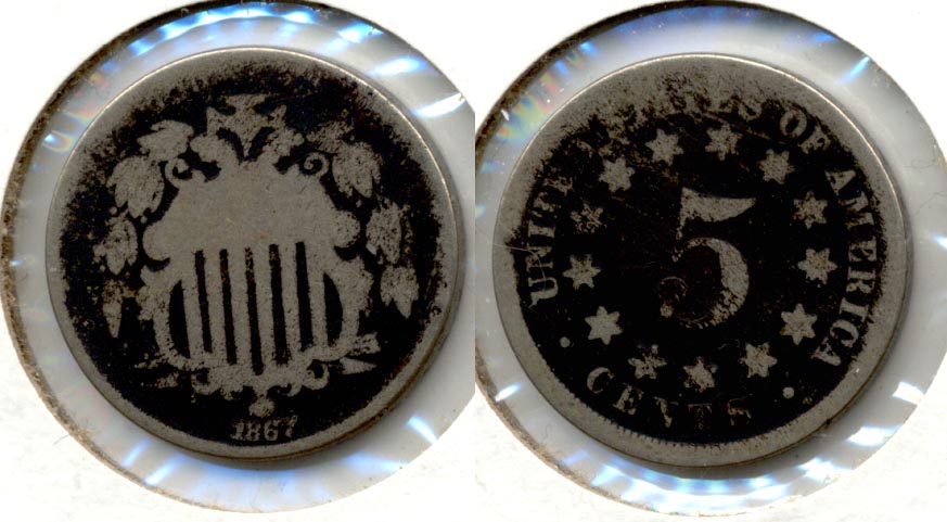 1867 No Rays Shield Nickel AG-3 m Dark Fields