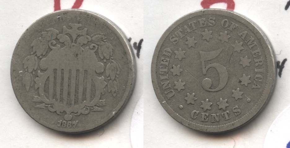 1867 No Rays Shield Nickel AG-3 #u