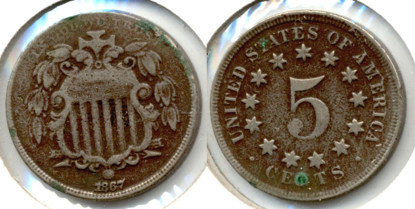 1867 No Rays Shield Nickel Fine-12 b Dark Fields
