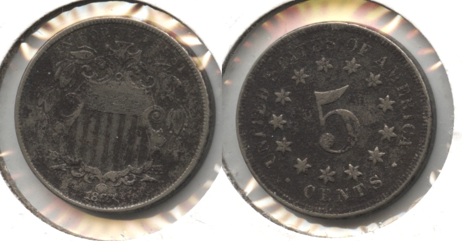 1867 No Rays Shield Nickel Fine-12 #e Dark