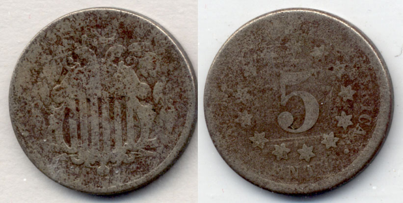 1867 No Rays Shield Nickel Fair-2 e