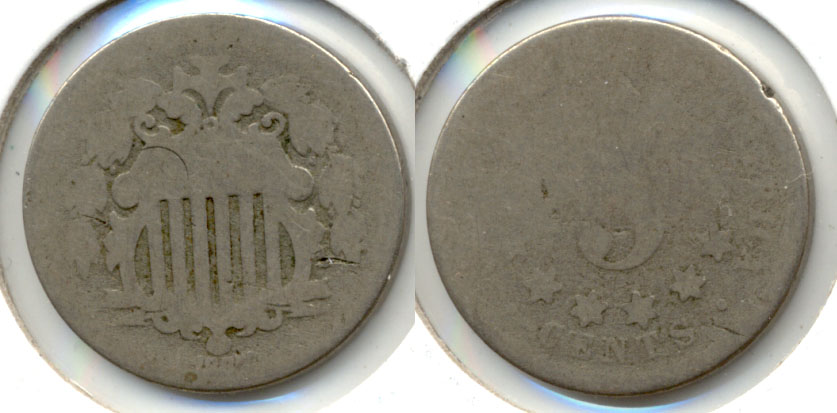 1867 No Rays Shield Nickel Fair-2 f
