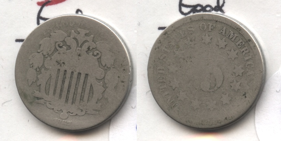 1867 No Rays Shield Nickel Fair-2 #k