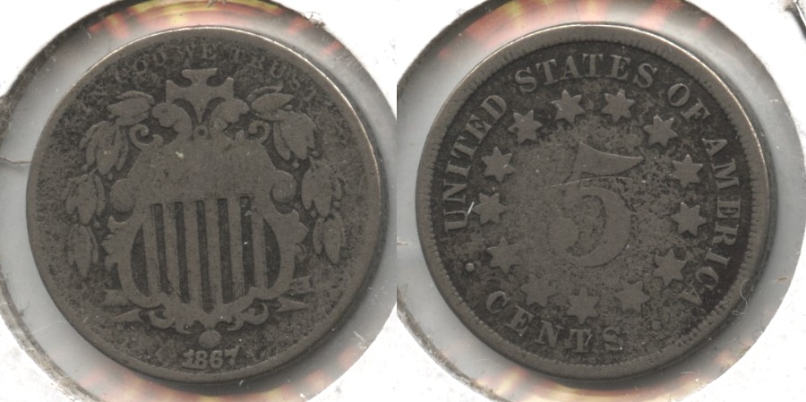 1867 No Rays Shield Nickel Good-4 #u Slightly Dark