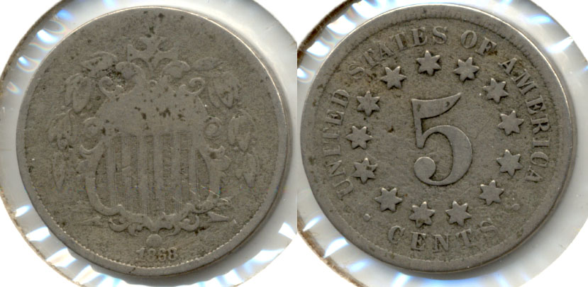 1868 Shield Nickel AG-3 e
