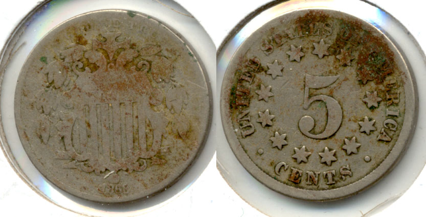 1868 Shield Nickel Good-4 b Reverse Matter