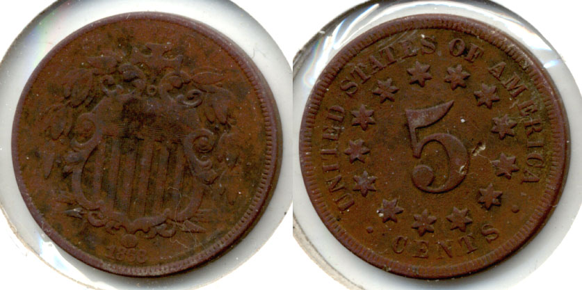 1868 Shield Nickel Good-4 i Dark