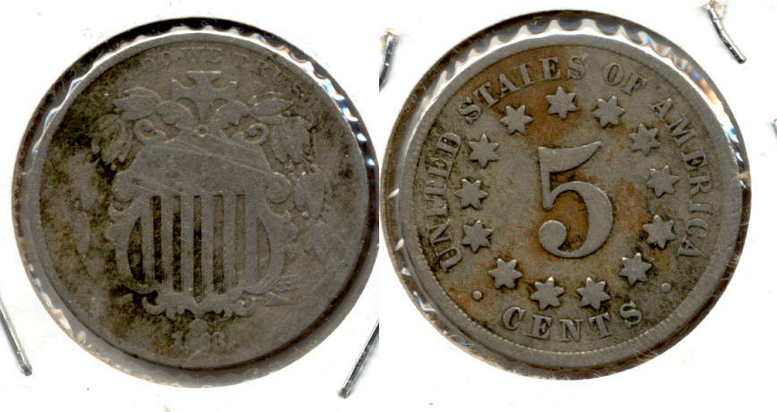 1868 Shield Nickel Good-4 k Scratches