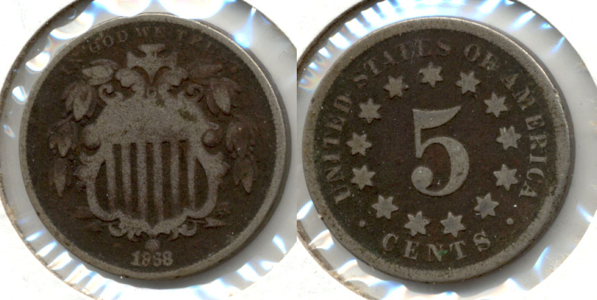 1868 Shield Nickel Good-4 o Dark Fields