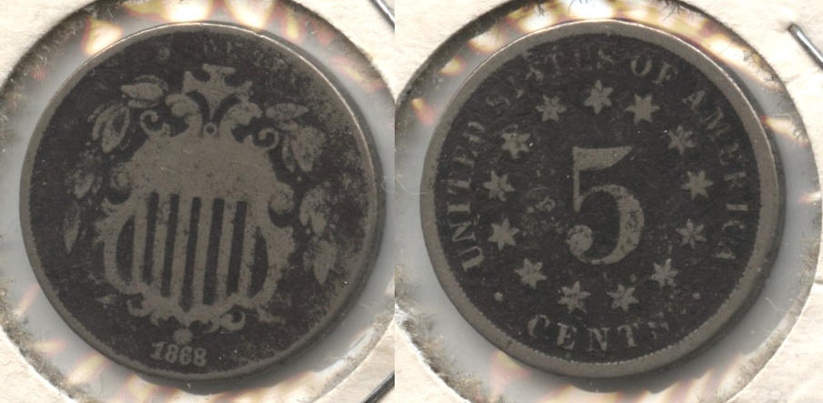1868 Shield Nickel Good-4 #u Dark