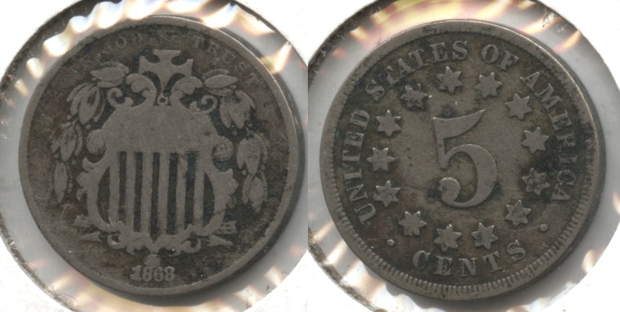 1868 Shield Nickel Good-4 #v Bit Dark