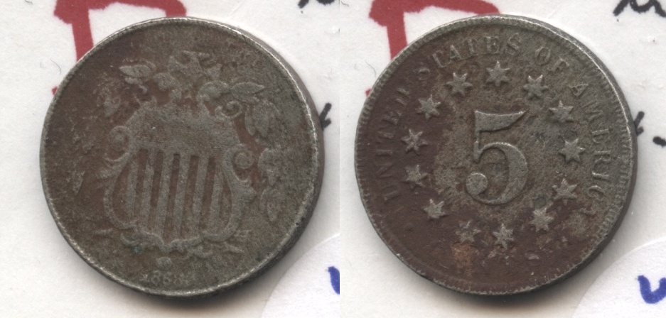 1868 Shield Nickel Good-4 #y Porous