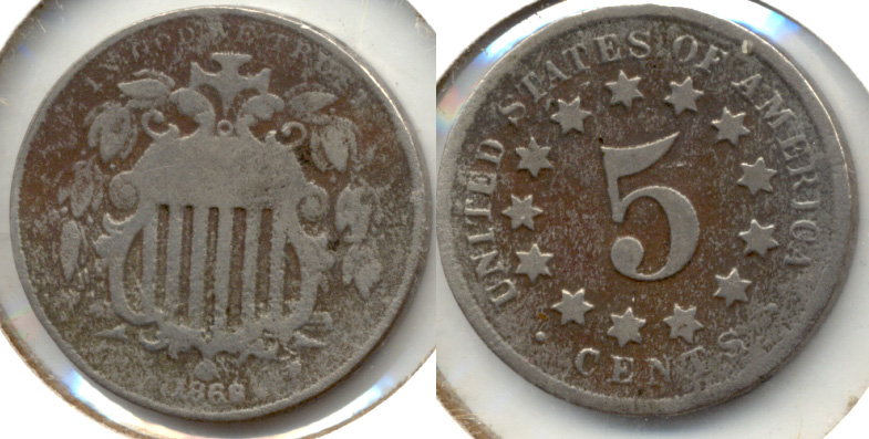 1868 Shield Nickel VG-8 b