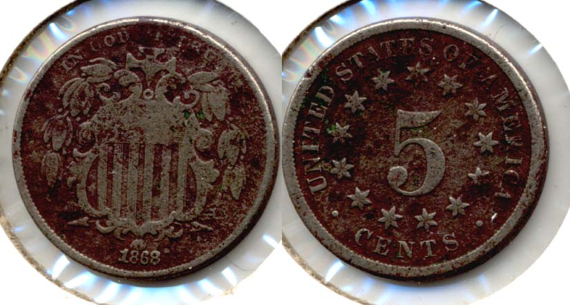 1868 Shield Nickel VG-8 g Dark