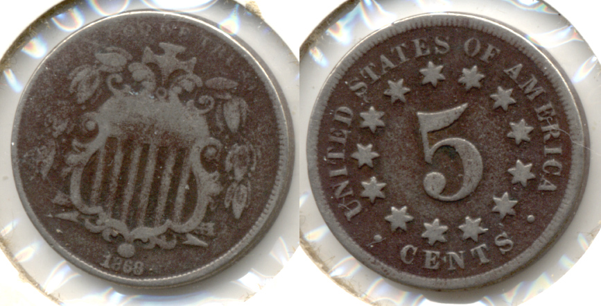 1868 Shield Nickel VG-8 k Dark