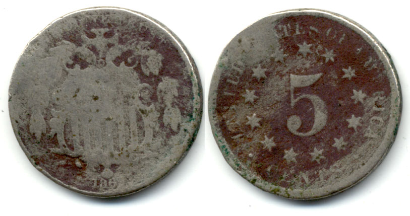1869 Shield Nickel AG-3 Obverse Hit