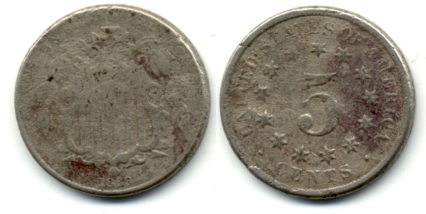 1869 Shield Nickel AG-3 a Porous