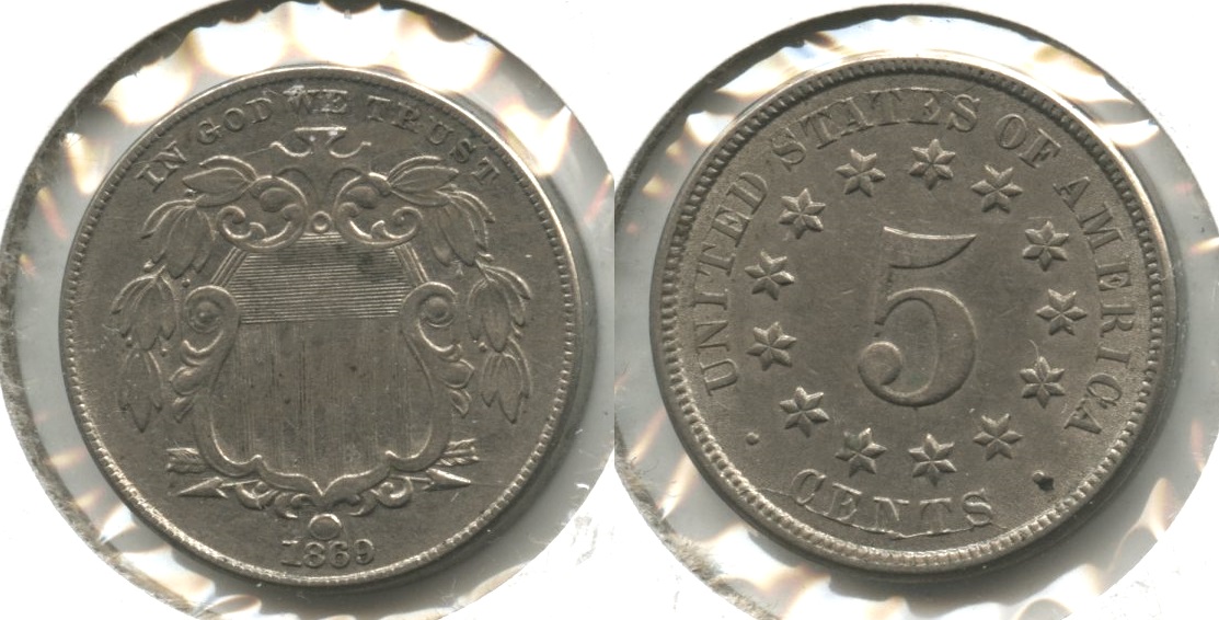 1869 Shield Nickel AU-50 #a