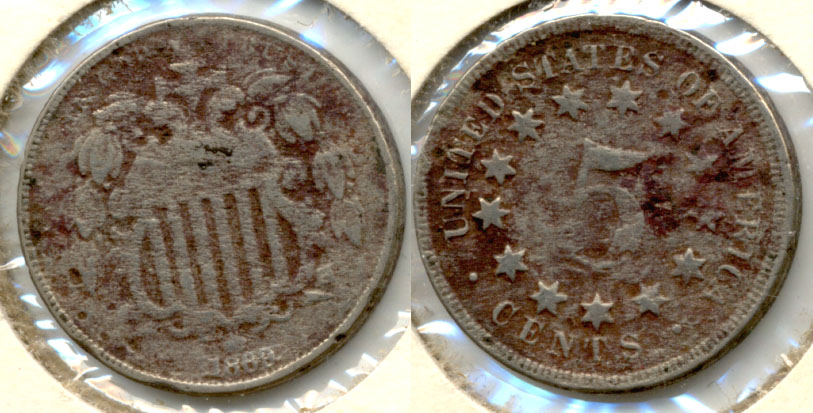 1869 Shield Nickel Good-4 b Porous