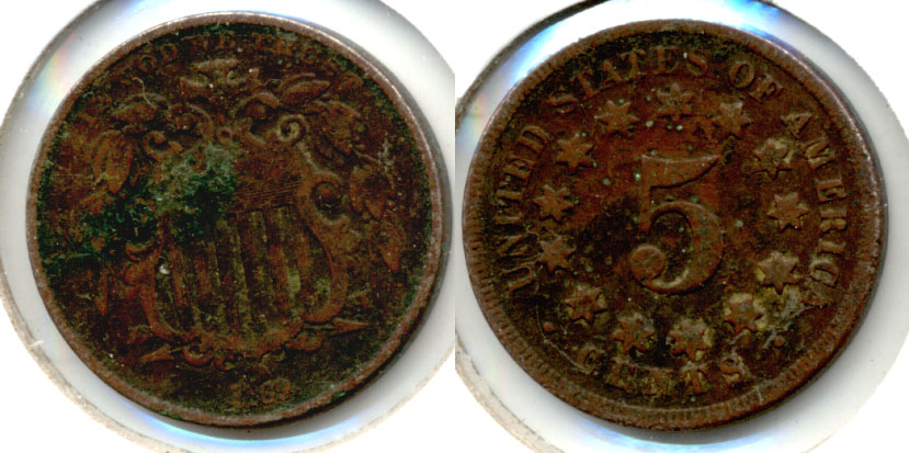 1869 Shield Nickel Good-4 e Dark