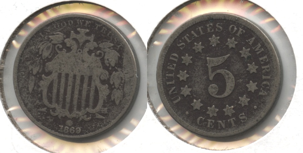 1869 Shield Nickel Good-4 #i Dark