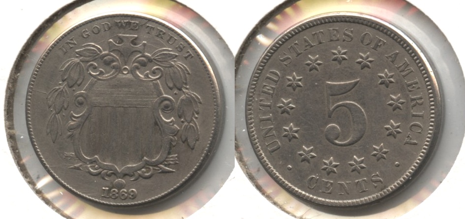 1869 Shield Nickel VF-30