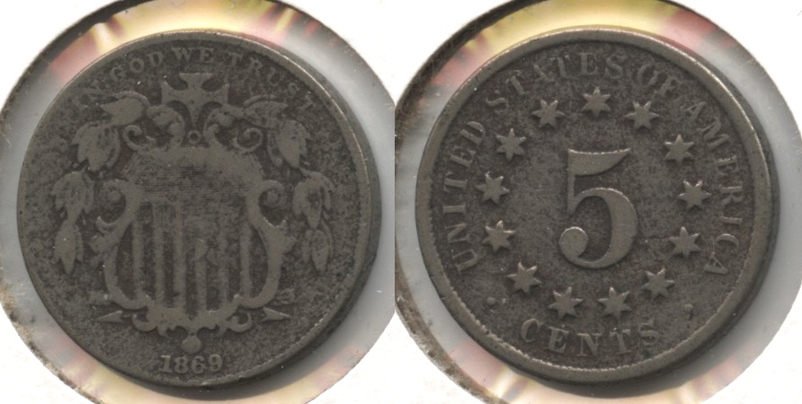 1869 Shield Nickel VG-8 #h Lightly Porous