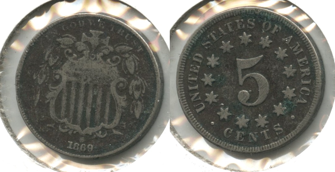 1869 Shield Nickel VG-8 #j Dark