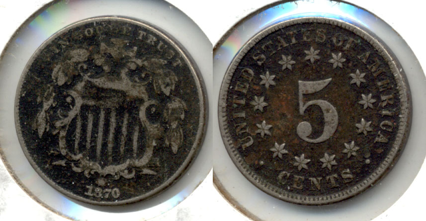 1870 Shield Nickel Fine-12 Dark Fields