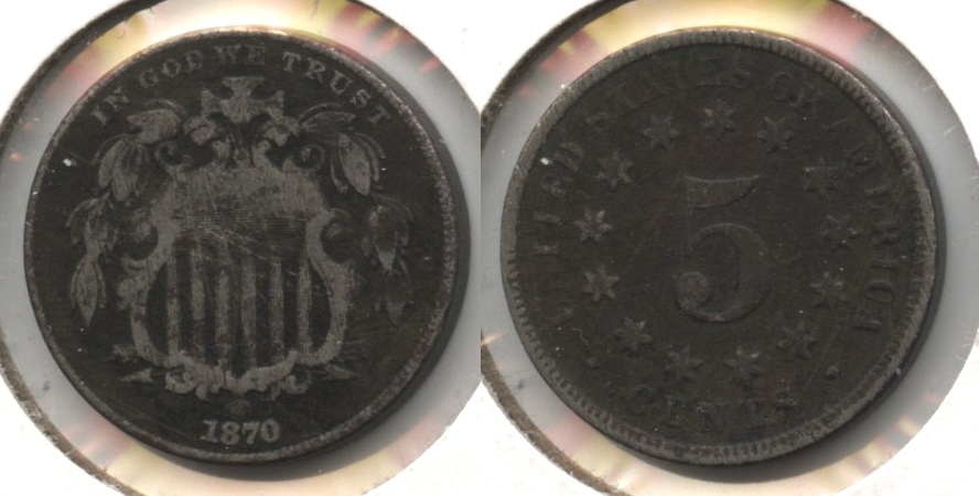 1870 Shield Nickel Good-4 #c Dark