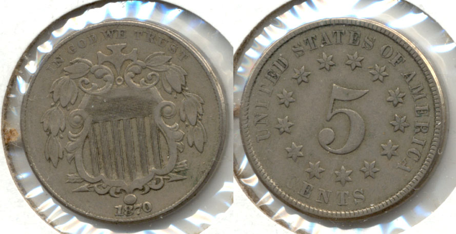 1870 Shield Nickel VF-20