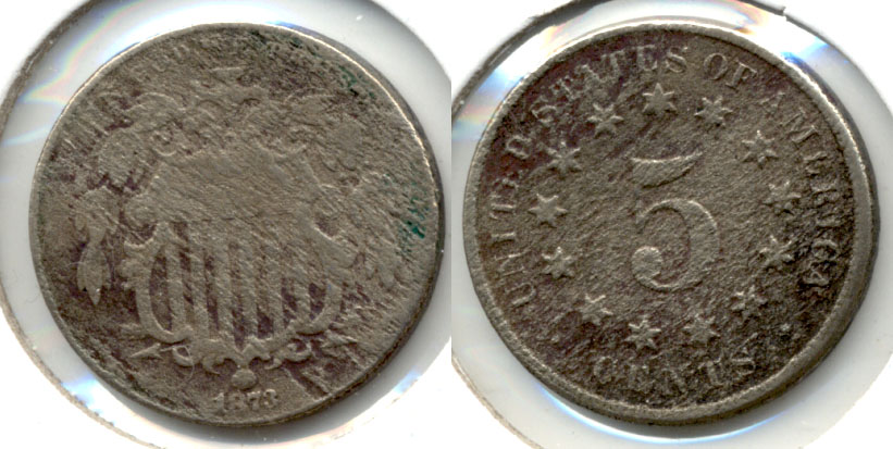 1873 Shield Nickel Good-4 b Acid