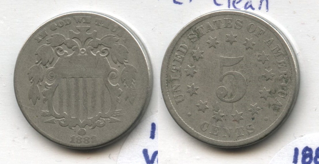 1883 Shield Nickel VG-8 Lightly Cleaned