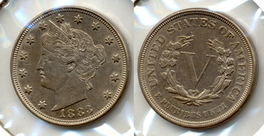 1883 No Cents Liberty Head Nickel AU-50 j