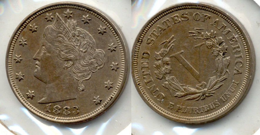 1883 No Cents Liberty Head Nickel AU-50 m