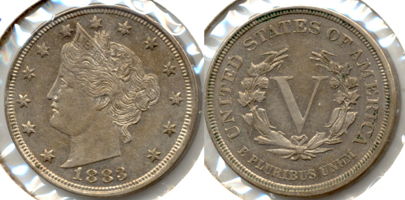 1883 No Cents Liberty Head Nickel AU-55 a