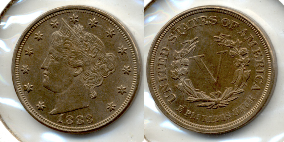 1883 No Cents Liberty Head Nickel AU-55 g