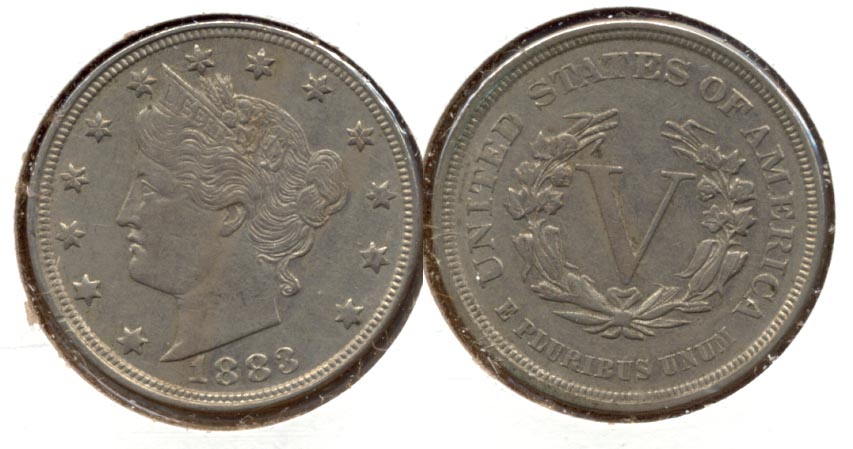 1883 No Cents Liberty Head Nickel EF-40 h Rim Green