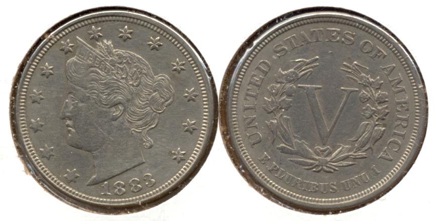 1883 No Cents Liberty Head Nickel EF-40 k Cleaned