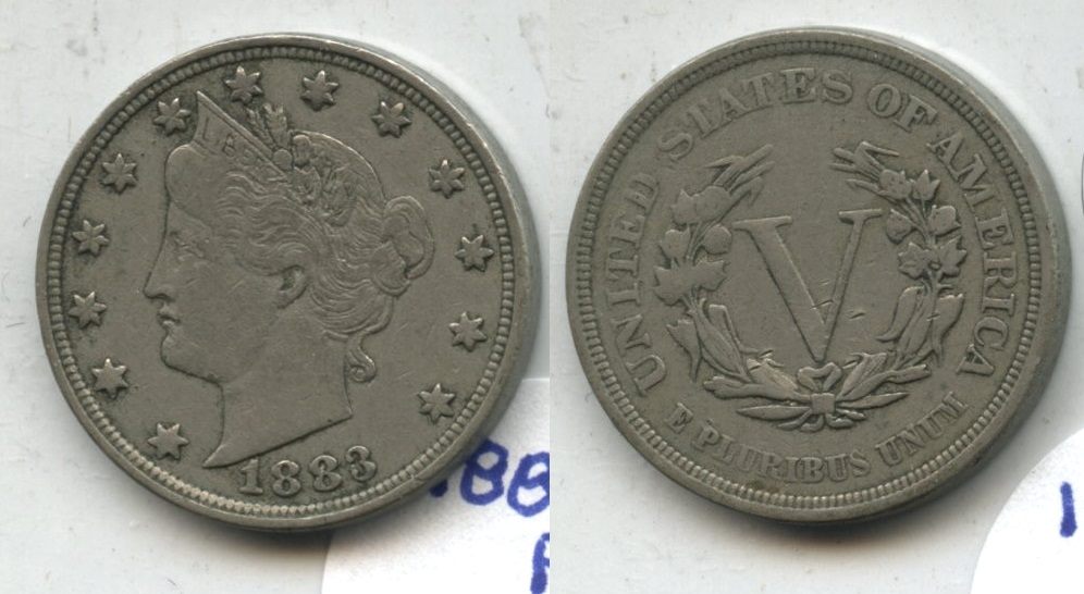 1883 No Cents Liberty Head Nickel Fine-12 #af