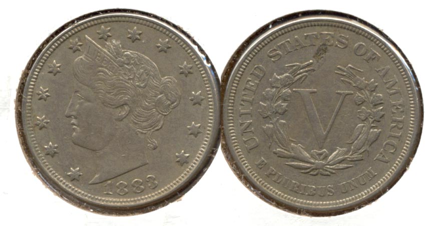 1883 No Cents Liberty Head Nickel VF-20 z Rev Planchet Flaw