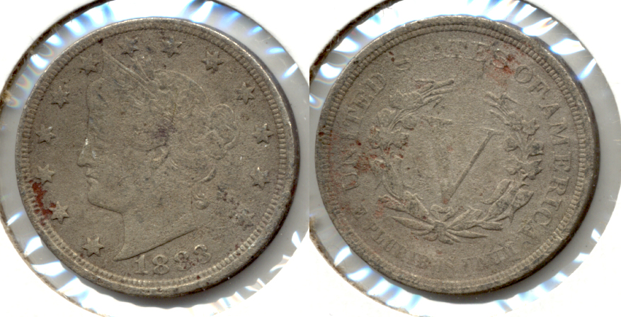 1883 No Cents Liberty Head Nickel VG-8 Porous