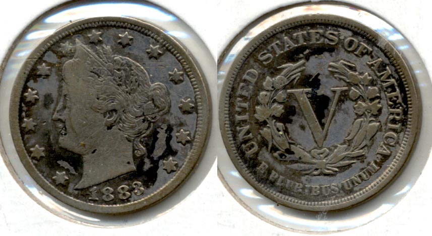 1883 No Cents Liberty Head Nickel VG-8 b Ugly