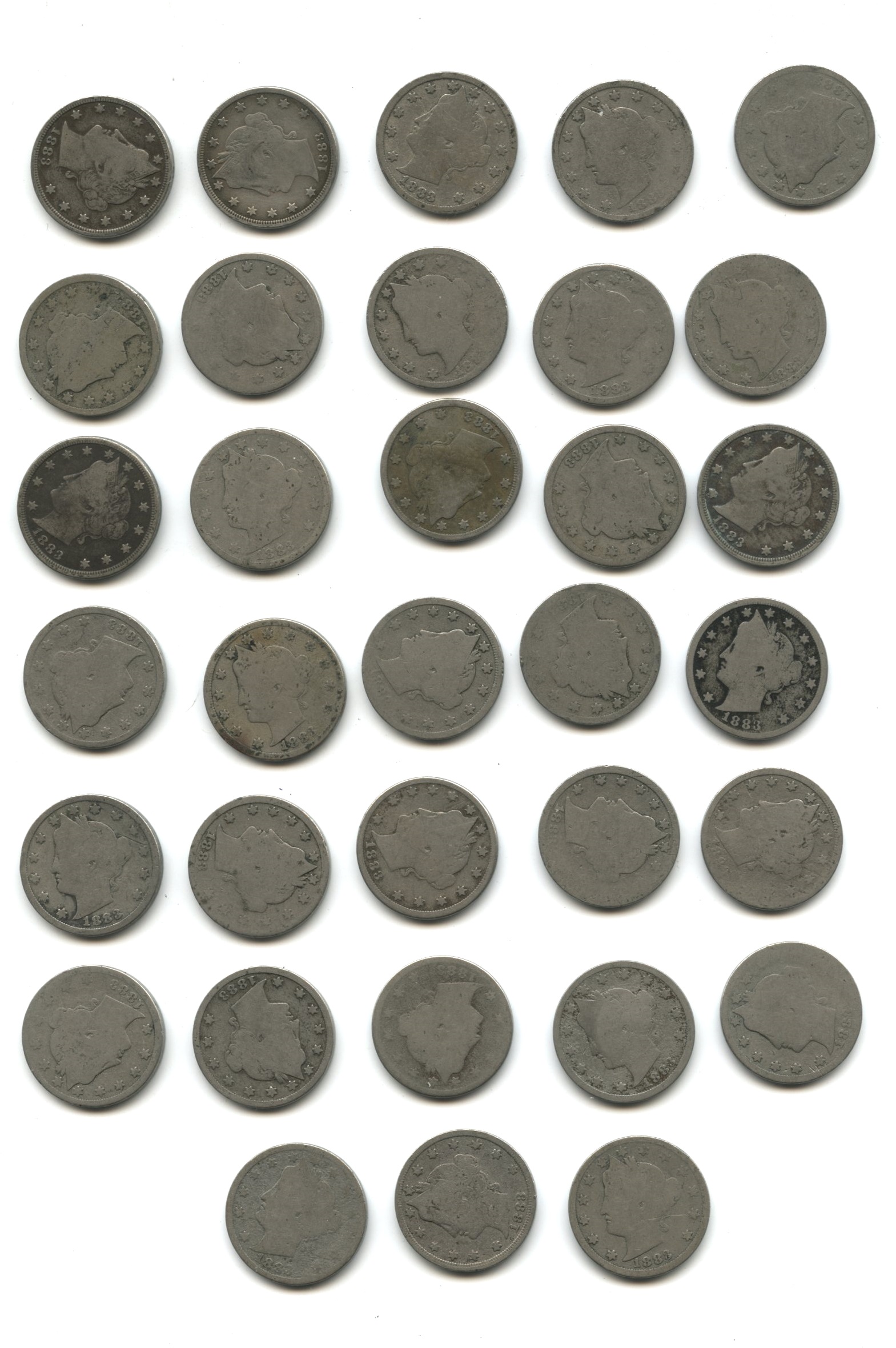 1883 With Cents Liberty Head Nickel AG-3 #ai Roll