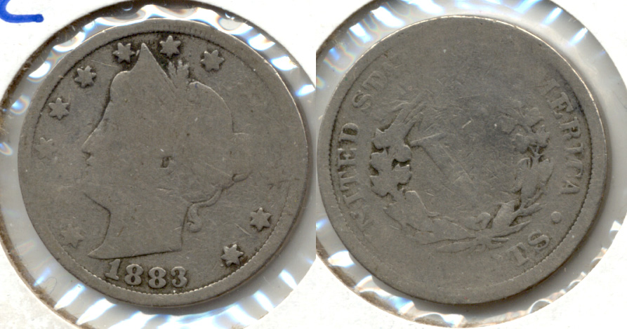 1883 With Cents Liberty Head Nickel AG-3 d Slight Warp