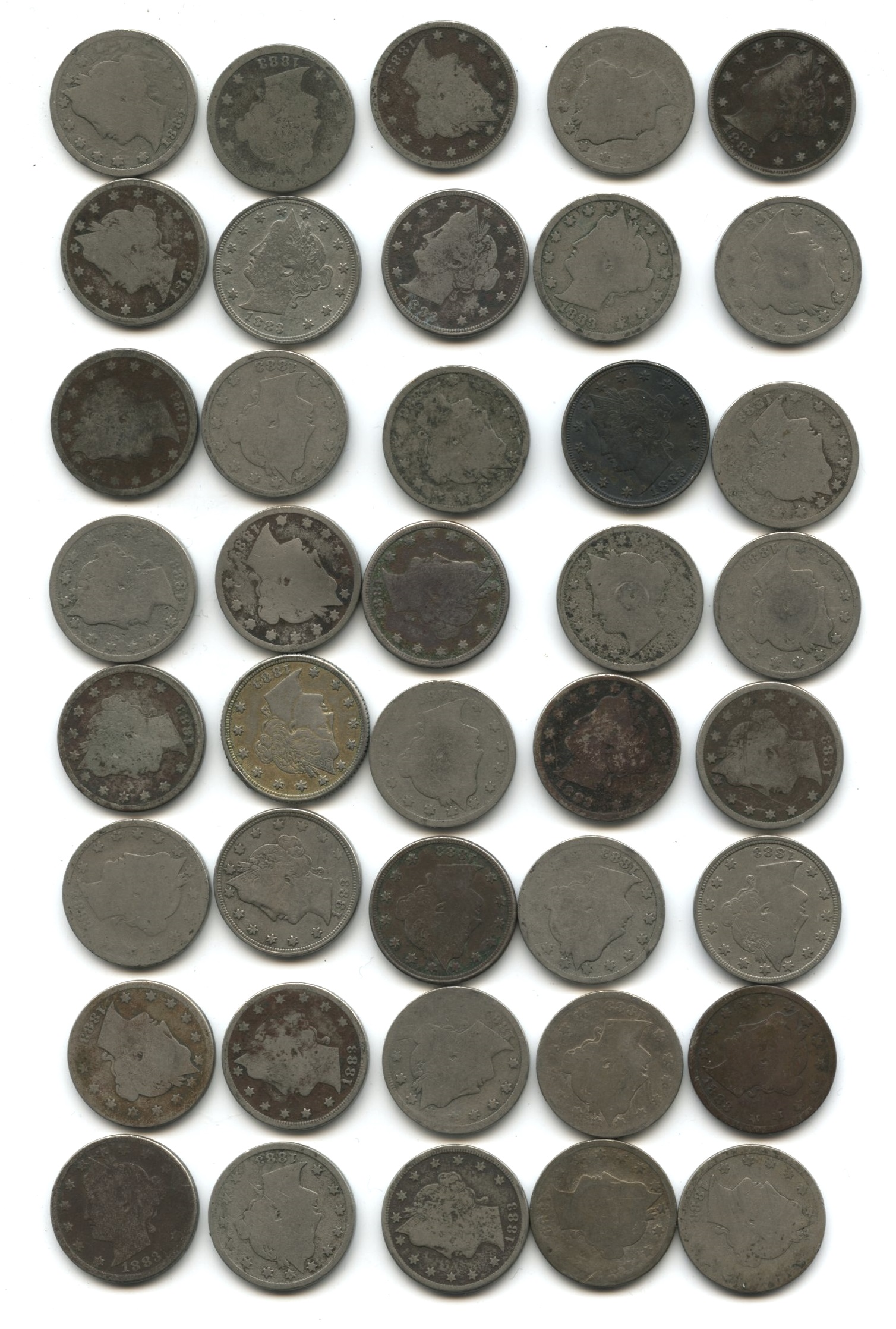 1883 With Cents Liberty Head Nickel Fair-2 #ah Roll