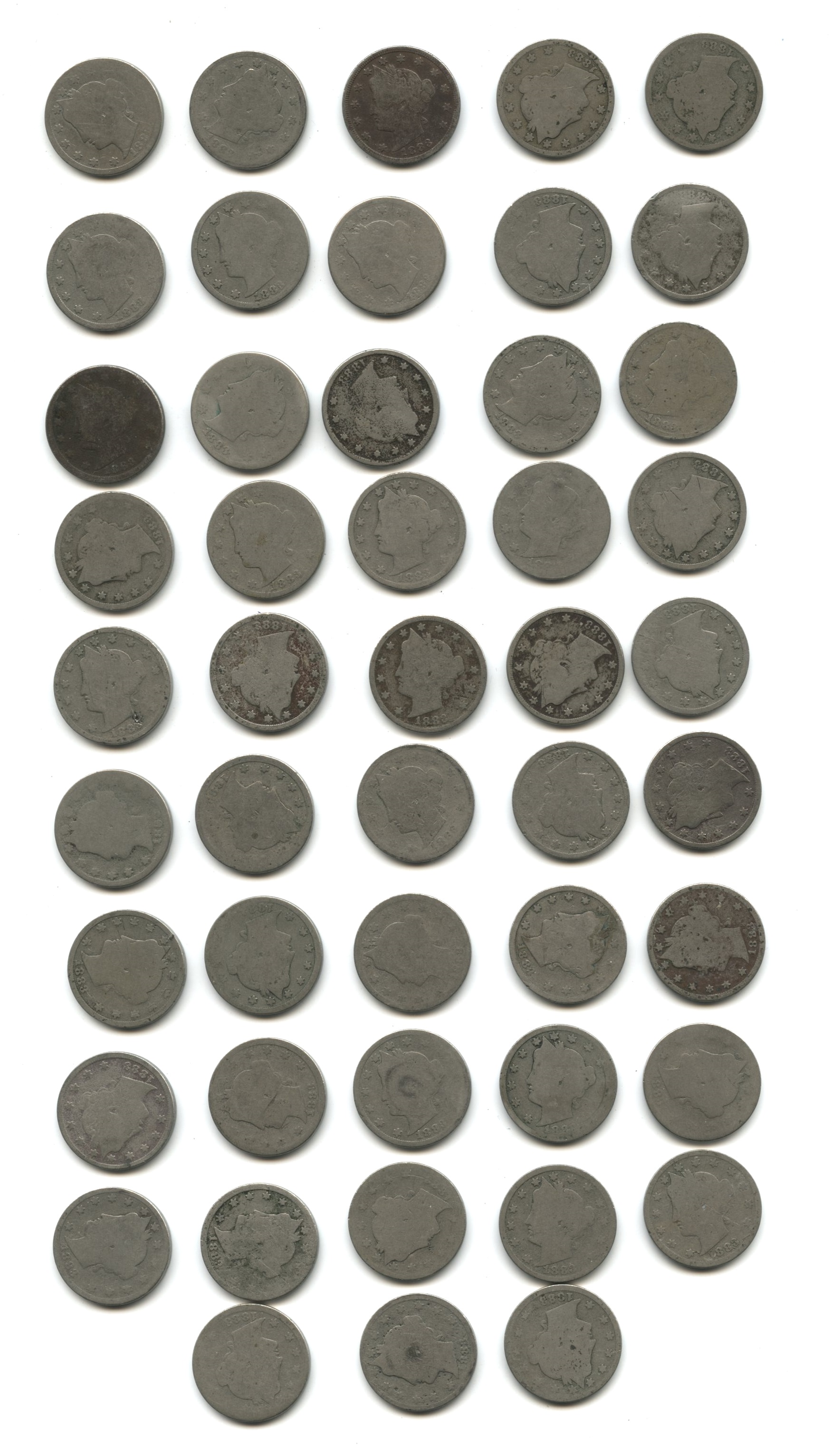 1883 With Cents Liberty Head Nickel Fair-2 #ai Roll Plus