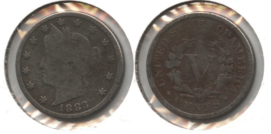 1883 With Cents Liberty Head Nickel Good-4 #ac Cleaned